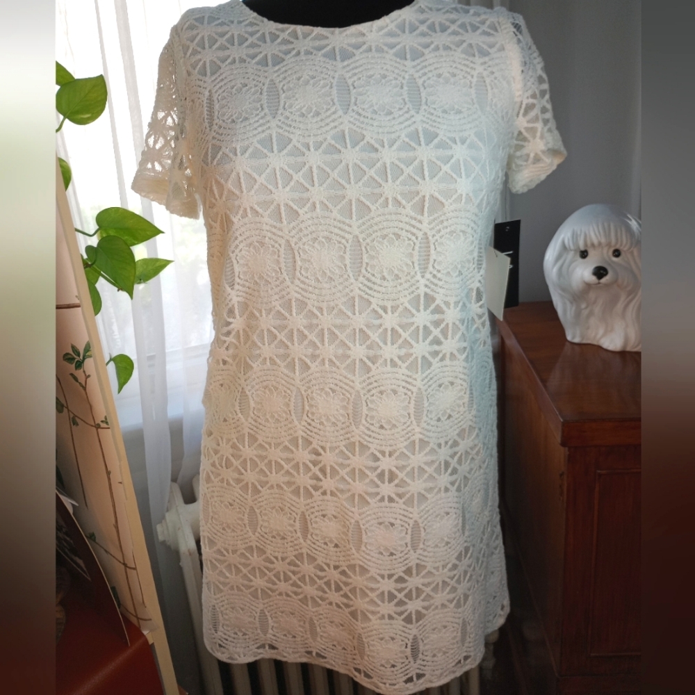 REDUCED! LULU's Love You For Eternity White Lace Mini Dress Sz Small NWT